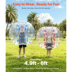 VEVOR Inflatable Bumper Balls 2-Pack, 5FT/1.5M Body Sumo Zorb Balls for Teen & Adult, 0.8mm Thick PVC Human Hamster Bubble Balls for Outdoor Team Gaming Play, Bumper Bopper Toys for Garden, Yard, Park
