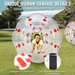 VEVOR Inflatable Bumper Ball 1-Pack, 4FT/1.2M Body Sumo Zorb Balls for Teen & Adult, 0.8mm Thick PVC Human Hamster Bubble Balls for Outdoor Team Gaming Play, Bumper Bopper Toys for Garden, Yard, Park