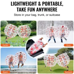 VEVOR Inflatable Bumper Ball 1-Pack, 4FT/1.2M Body Sumo Zorb Balls for Teen & Adult, 0.8mm Thick PVC Human Hamster Bubble Balls for Outdoor Team Gaming Play, Bumper Bopper Toys for Garden, Yard, Park