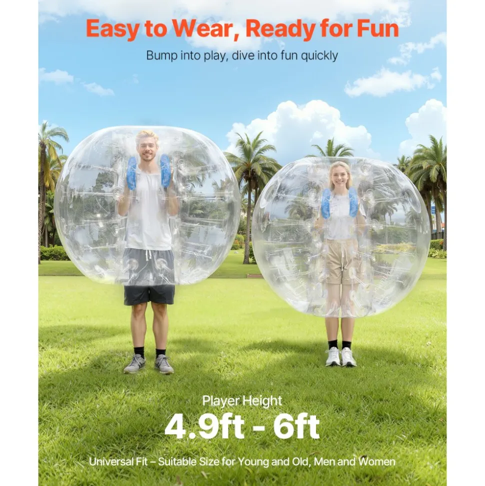 VEVOR Inflatable Bumper Ball 1-Pack, 5FT/1.5M Body Sumo Zorb Balls for Teen & Adult, 0.8mm Thick PVC Human Hamster Bubble Balls for Outdoor Team Gaming Play, Bumper Bopper Toys for Garden, Yard, Park