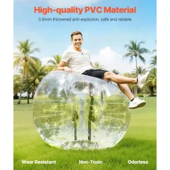VEVOR Inflatable Bumper Ball 1-Pack, 5FT/1.5M Body Sumo Zorb Balls for Teen & Adult, 0.8mm Thick PVC Human Hamster Bubble Balls for Outdoor Team Gaming Play, Bumper Bopper Toys for Garden, Yard, Park