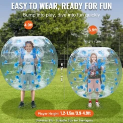 VEVOR Inflatable Bumper Ball 1-Pack, 4FT/1.2M Body Sumo Zorb Balls for Teen & Adult, 0.8mm Thick PVC Human Hamster Bubble Balls for Outdoor Team Gaming Play, Bumper Bopper Toys for Garden, Yard, Park
