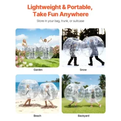 VEVOR Inflatable Bumper Balls 2-Pack, 4FT/1.2M Body Sumo Zorb Balls for Teen & Adult, 0.8mm Thick PVC Human Hamster Bubble Balls for Outdoor Team Gaming Play, Bumper Bopper Toys for Garden, Yard, Park