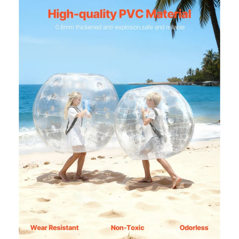 VEVOR Inflatable Bumper Balls 2-Pack, 4FT/1.2M Body Sumo Zorb Balls for Teen & Adult, 0.8mm Thick PVC Human Hamster Bubble Balls for Outdoor Team Gaming Play, Bumper Bopper Toys for Garden, Yard, Park