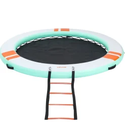 VEVOR Inflatable Floating Dock, 6 x 5FT Inflatable Dock Platform, Non-Slip Water Floating Dock Mat with Portable Carrying Bag & Detachable Ladder, Floating Platform Island Raft for Pool Beach Ocean