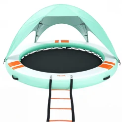VEVOR Inflatable Floating Dock, 6 x 5FT Inflatable Dock Platform, Non-Slip Water Floating Dock Mat with Portable Carrying Bag & Detachable Ladder, Floating Platform Island Raft for Pool Beach Ocean