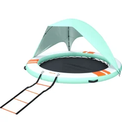 VEVOR Inflatable Floating Dock, 6 x 5FT Inflatable Dock Platform, Non-Slip Water Floating Dock Mat with Portable Carrying Bag & Detachable Ladder, Floating Platform Island Raft for Pool Beach Ocean
