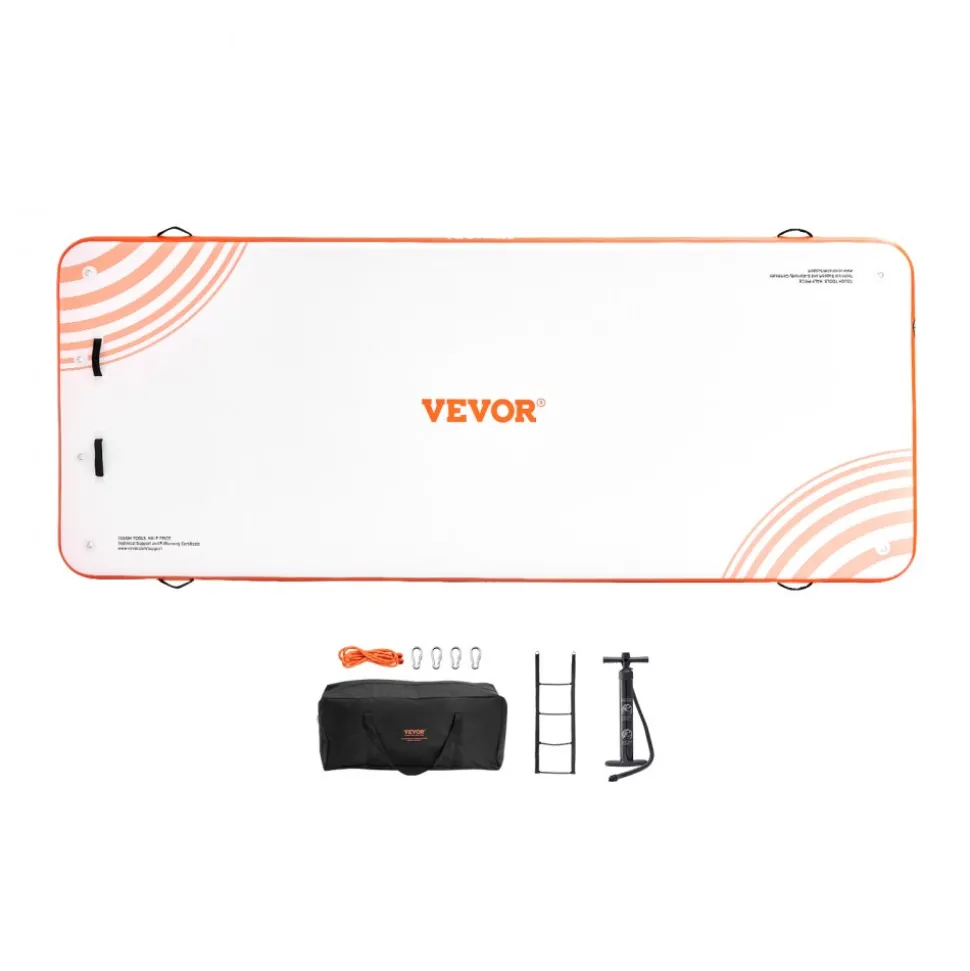 VEVOR Inflatable Floating Dock, 15 x 6FT Inflatable Dock Platform, Non-Slip Water Floating Dock Mat with Detachable Ladder & Portable Carrying Bag, Floating Platform Island Raft for Ocean Pool Beach