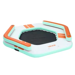 VEVOR Inflatable Floating Dock, 8.5 x 8.5 FT Inflatable Dock Platform, Non-Slip Water Air Mat with Portable Carrying Bag and Detachable Ladder, Floating Water Platform Island Raft for Pool Beach Ocean