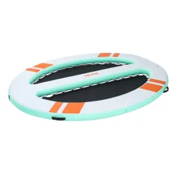 VEVOR Inflatable Floating Dock, 10x8 FT Round Inflatable Dock Platform, Non-Slip Water Air Mat with Portable Carrying Bag & Detachable Ladder, Floating Water Platform Island Raft for Pool Beach Ocean
