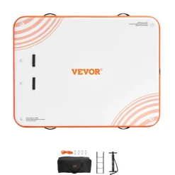 VEVOR Inflatable Floating Dock, 8 x 6FT Inflatable Dock Platform, Non-Slip Water Floating Dock Mat with Detachable Ladder & Portable Carrying Bag, Floating Platform Island Raft for Ocean Pool Beach