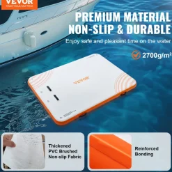 VEVOR Inflatable Floating Dock, 8 x 6FT Inflatable Dock Platform, Non-Slip Water Floating Dock Mat with Detachable Ladder & Portable Carrying Bag, Floating Platform Island Raft for Ocean Pool Beach