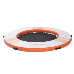 VEVOR Inflatable Floating Dock, 8.5x8.5 FT Inflatable Dock Platform, Non-Slip Water Mat with Portable Carrying Bag & Detachable Ladder, Floating Water Platform Island Raft for Pool Beach Ocean, Orange