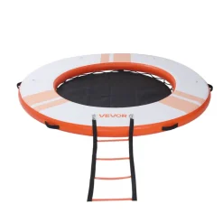 VEVOR Inflatable Floating Dock, 8.5x8.5 FT Inflatable Dock Platform, Non-Slip Water Mat with Portable Carrying Bag & Detachable Ladder, Floating Water Platform Island Raft for Pool Beach Ocean, Orange