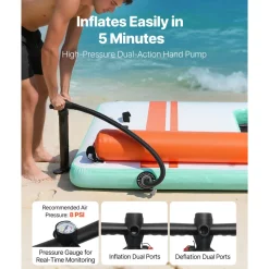 VEVOR Inflatable Floating Dock, 10 x 6 FT Inflatable Dock Platform, Non-Slip Water Air Mat with Portable Carrying Bag and Detachable Ladder, Floating Water Platform Island Raft for Pool Beach Ocean