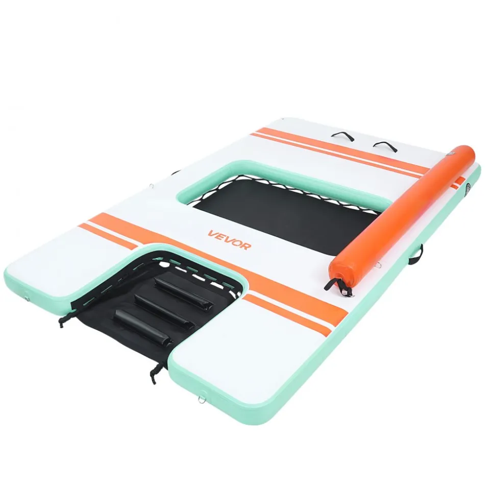 VEVOR Inflatable Floating Dock, 10 x 6 FT Inflatable Dock Platform, Non-Slip Water Air Mat with Portable Carrying Bag and Detachable Ladder, Floating Water Platform Island Raft for Pool Beach Ocean