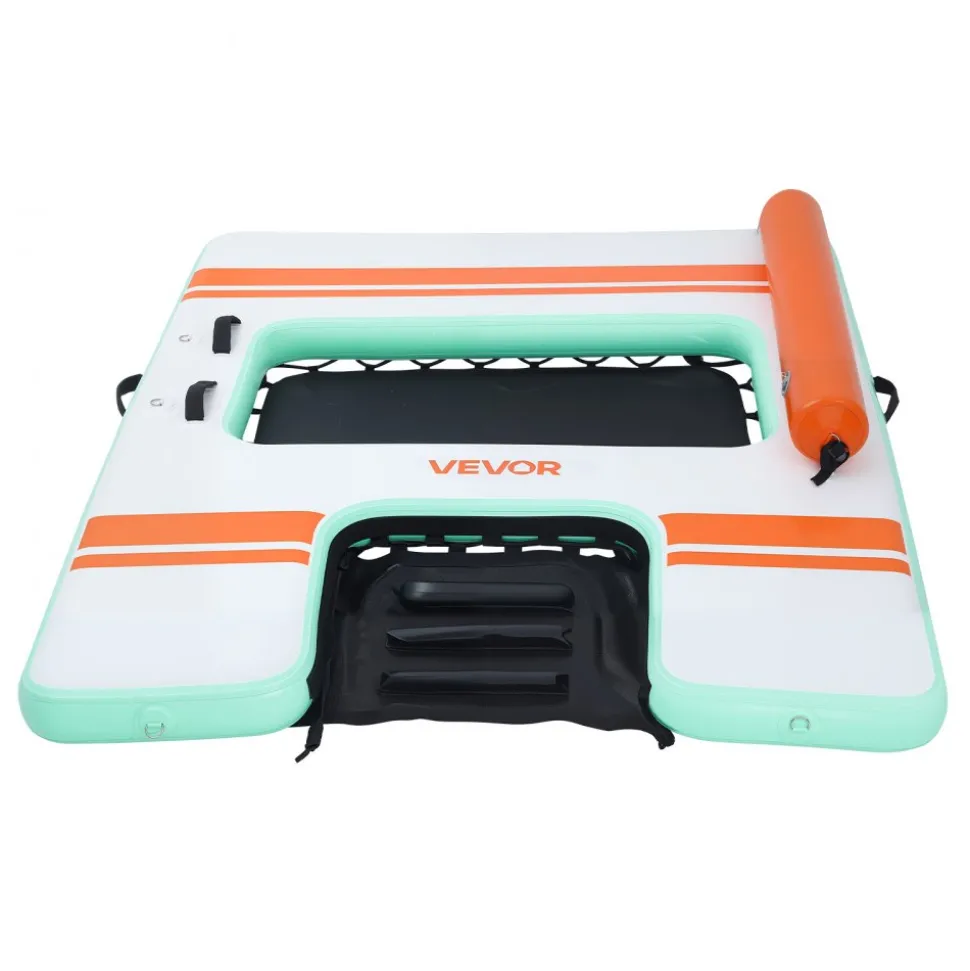 VEVOR Inflatable Floating Dock, 8 x 6 FT Inflatable Dock Platform, Non-Slip Water Air Mat with Portable Carrying Bag and Detachable Ladder, Floating Water Platform Island Raft for Pool Beach Ocean