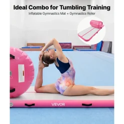 VEVOR Inflatable Gymnastics Air Mat 13 ft Training Mats w/ Electric Pump, 4 inches Thick Sturdy Tumble Track, Tumbling Mat for Home Use/Gym/Outdoor/Yoga/Cheerleading/Beach/Park/Water, Mint Green