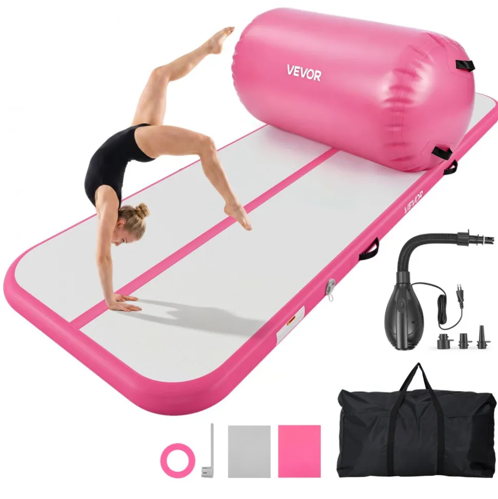 VEVOR Inflatable Gymnastics Air Mat 20 ft Training Mats w/ Electric Pump, 8 inches Thick Sturdy Tumble Track, Tumbling Mat for Home Use/Gym/Outdoor/Yoga/Cheerleading/Beach/Park/Water, Mint Green