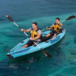 VEVOR Inflatable Kayak, 2-Person Inflatable Recreational Kayak 700LBS Capacity, Leak & Puncture-Resistant with Padded Seat, PVC Drop-Stitch Floor, 2 Paddles, Hand Pump & Carry Bag for Fishing Camping