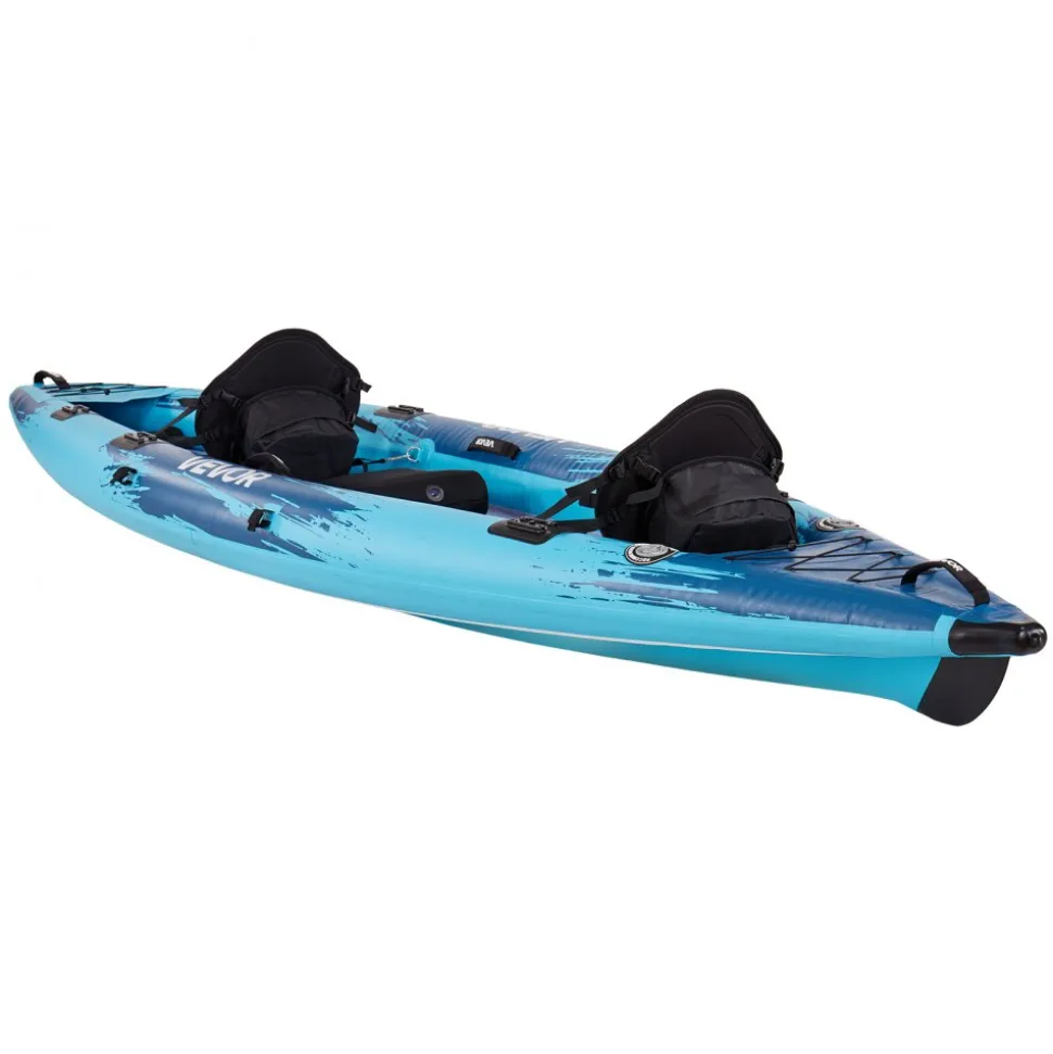 VEVOR Inflatable Kayak, 2-Person Inflatable Recreational Kayak 700LBS Capacity, Leak & Puncture-Resistant with Padded Seat, PVC Drop-Stitch Floor, 2 Paddles, Hand Pump & Carry Bag for Fishing Camping