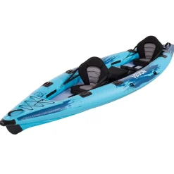 VEVOR Inflatable Kayak, 2-Person Inflatable Recreational Kayak 700LBS Capacity, Leak & Puncture-Resistant with Padded Seat, PVC Drop-Stitch Floor, 2 Paddles, Hand Pump & Carry Bag for Fishing Camping