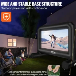 VEVOR Inflatable Movie Screen, 14 FT Inflatable Projector Screen for Outside with Blower and Carrying Bag, Front/Rear Projection, Oxford Fabric Blow Up Screen for Outdoor Parties Backyard Movie Night
