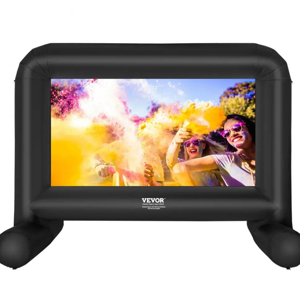 VEVOR Inflatable Movie Screen, 14 FT Inflatable Projector Screen for Outside with Blower and Carrying Bag, Front/Rear Projection, Oxford Fabric Blow Up Screen for Outdoor Parties Backyard Movie Night