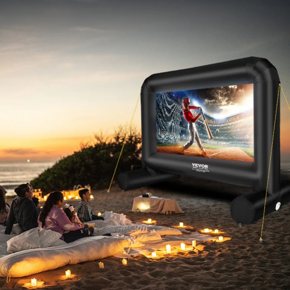 VEVOR Inflatable Movie Screen, 14 FT Inflatable Projector Screen for Outside with Blower and Carrying Bag, Front/Rear Projection, Oxford Fabric Blow Up Screen for Outdoor Parties Backyard Movie Night