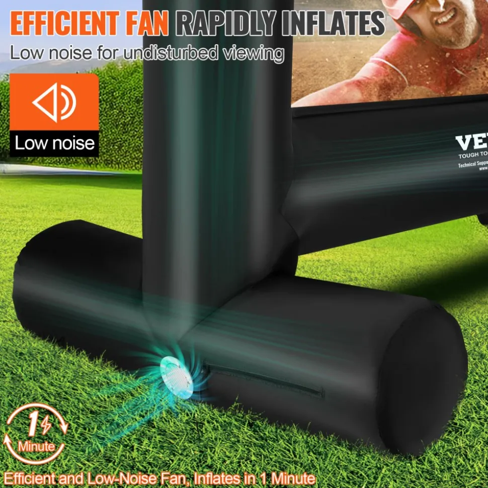 VEVOR Inflatable Movie Screen, 14 FT Inflatable Projector Screen for Outside with Blower and Carrying Bag, Front/Rear Projection, Oxford Fabric Blow Up Screen for Outdoor Parties Backyard Movie Night