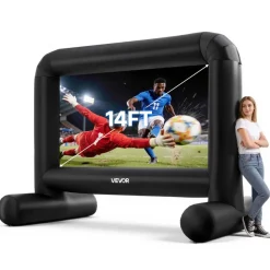 VEVOR Inflatable Movie Screen, 14 ft Outdoor Inflatable Projection Screen with Portable Storage Bag, Front/Rear Projection, Easy Set Up, Blow Up Screen for Outdoor Backyard Movie Night, Theme Parties