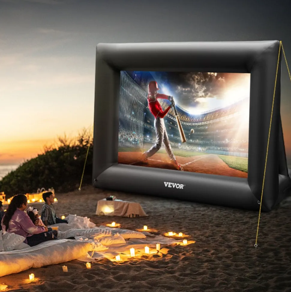 VEVOR Inflatable Movie Screen 24FT Inflatable Projector Screen for outside with 360W Air Blower Inflatable Screen Oxford Fabric Material Blow Up Screen for Outdoor Movie Supports Front/Rear Projection