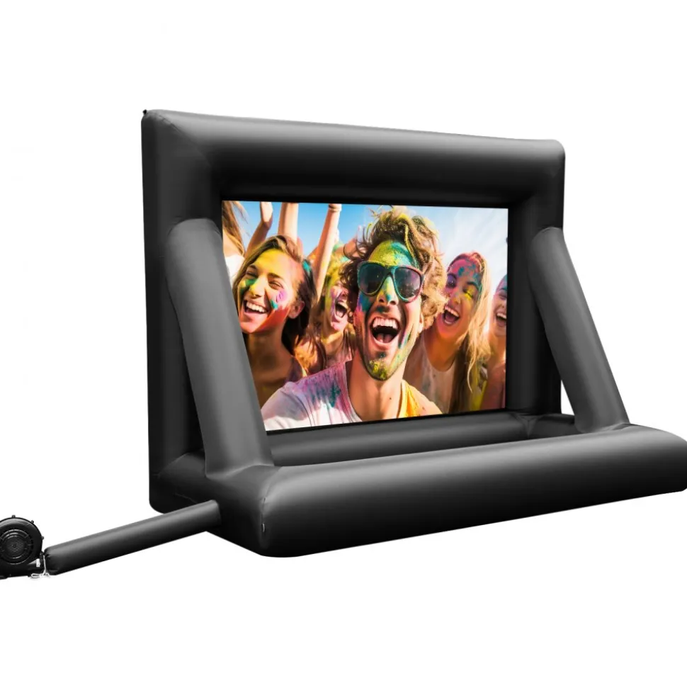 VEVOR Inflatable Movie Screen 24FT Inflatable Projector Screen for outside with 360W Air Blower Inflatable Screen Oxford Fabric Material Blow Up Screen for Outdoor Movie Supports Front/Rear Projection