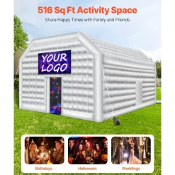 VEVOR Inflatable Nightclub, 16.4 x 13.1 x 12.5 ft Inflatable Party Tent with 680W Blower & Sandbag, Ventilated Blow up Night Club with 2 Windows, Air Cube House for Event Birthday Wedding Party