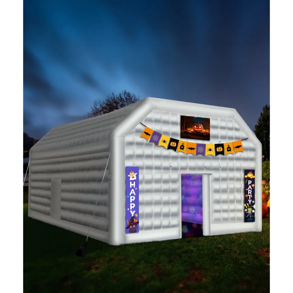 VEVOR Inflatable Nightclub, 26.2 x 19.7 x 13.1 Ft, Blow up Party Tent with 1100W Blower, Large Inflatable Night Club Tent for Adults, Easy Setup Inflatable House Air Cube for Wedding Birthday White