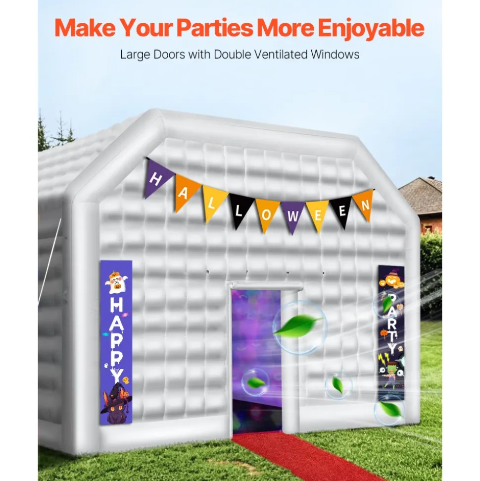VEVOR Inflatable Nightclub, 26.2 x 19.7 x 13.1 Ft, Blow up Party Tent with 1100W Blower, Large Inflatable Night Club Tent for Adults, Easy Setup Inflatable House Air Cube for Wedding Birthday White