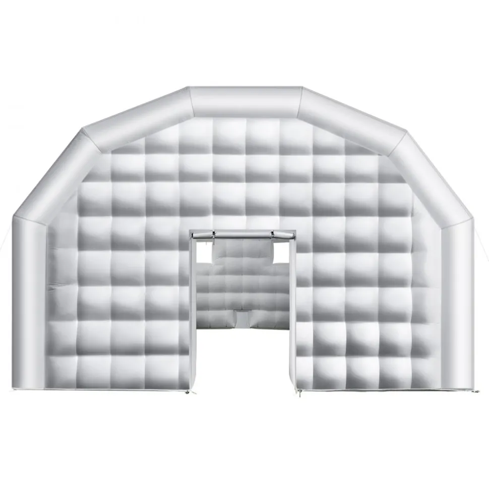 VEVOR Inflatable Nightclub, 29.5 x 19.7 x 13.1 ft Inflatable Party Tent with 1100W Blower & Sandbag, Blow up Night Club with 2 Windows, Air Cube House for Event Birthday Wedding Party, White