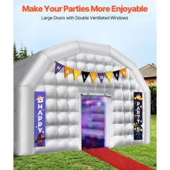 VEVOR Inflatable Nightclub, 29.5 x 19.7 x 13.1 ft Inflatable Party Tent with 1100W Blower & Sandbag, Blow up Night Club with 2 Windows, Air Cube House for Event Birthday Wedding Party, White