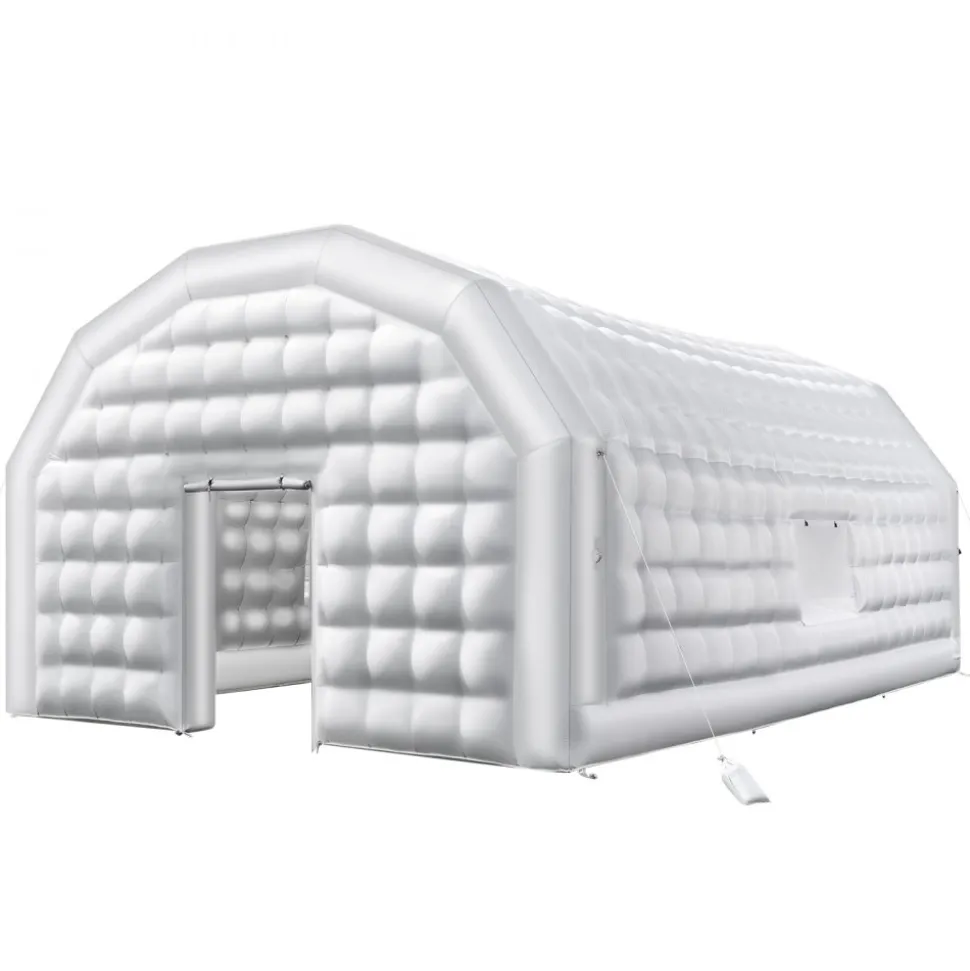 VEVOR Inflatable Nightclub, 26.2 x 19.7 x 13.1 ft Inflatable Party Tent with 1100W Blower & Sandbag, Blow up Night Club with 2 Windows, Air Cube House for Event Birthday Wedding Party, White