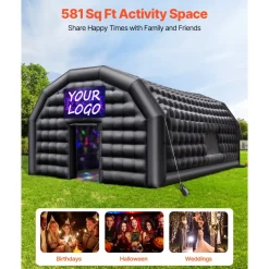 VEVOR Inflatable Nightclub, 29.5 x 19.7 x 13.1 ft Inflatable Party Tent with 1100W Blower & Sandbag, Ventilated Blow up Night Club with 2 Windows, Air Cube House for Event Birthday Wedding Party
