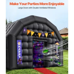 VEVOR Inflatable Nightclub, 17.72 x 16.4 x 13.9 ft Inflatable Party Tent with 680W Blower & Sandbag, Ventilated Blow up Night Club with 2 Windows, Air Cube House for Event Birthday Wedding Party