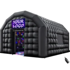 VEVOR Inflatable Nightclub, 17.72 x 16.4 x 13.9 ft Inflatable Party Tent with 680W Blower & Sandbag, Ventilated Blow up Night Club with 2 Windows, Air Cube House for Event Birthday Wedding Party
