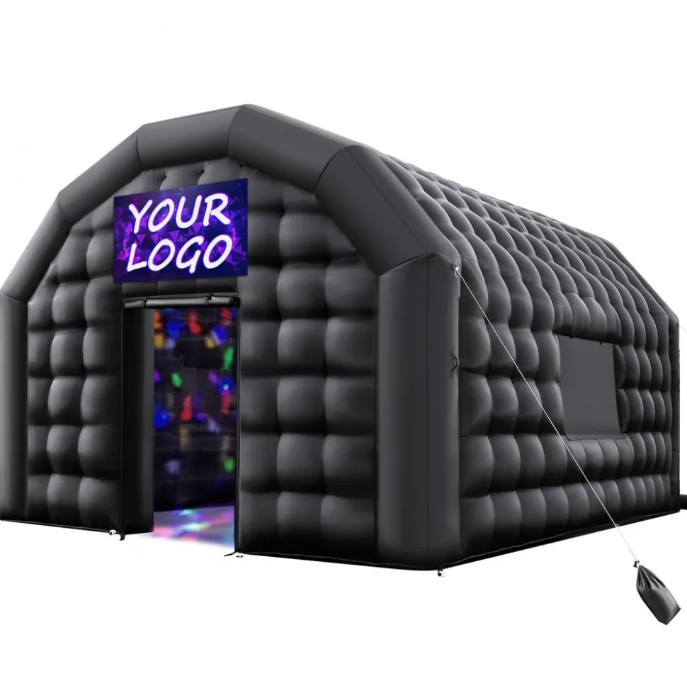 VEVOR Inflatable Nightclub, 17.72 x 16.4 x 13.9 ft Inflatable Party Tent with 680W Blower & Sandbag, Ventilated Blow up Night Club with 2 Windows, Air Cube House for Event Birthday Wedding Party