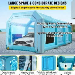 VEVOR Inflatable Paint Booth, 13x10x9ft Inflatable Spray Booth, 950W High Powerful Blower Spray Booth Tent, Car Paint Tent Air Filter System for Car Parking Tent Workstation Motorcycle Garage
