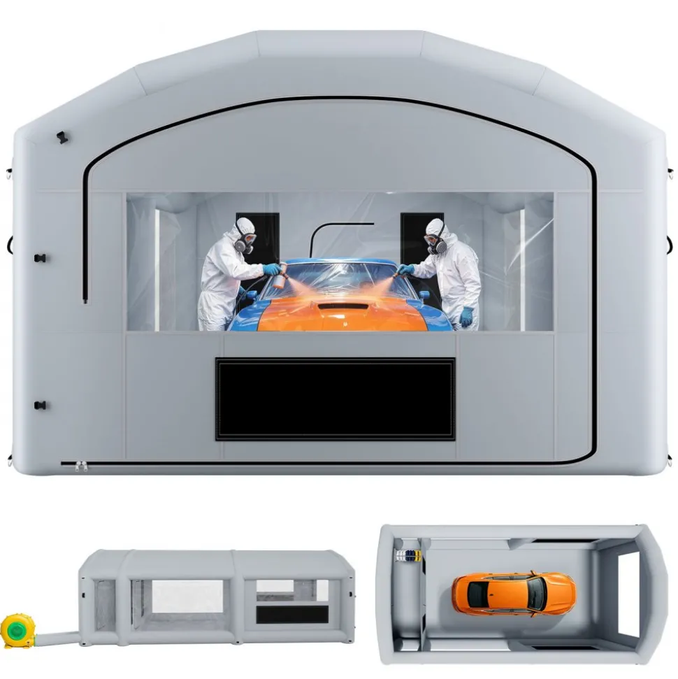 VEVOR Inflatable Paint Booth, 32.81 x 19.69 x 13.12 ft, Inflatable Spray Booth with 950W and 1100W Blowers and Air Filter System, Round Roof, for Painting Car, Truck, Furniture, Automotive Sheet Metal