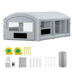 VEVOR Inflatable Paint Booth, 32.81 x 19.69 x 13.12 ft, Inflatable Spray Booth with 950W and 1100W Blowers and Air Filter System, Round Roof, for Painting Car, Truck, Furniture, Automotive Sheet Metal