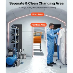 VEVOR Inflatable Paint Booth, 32.81 x 19.69 x 13.12 ft, Inflatable Spray Booth with 950W and 1100W Blowers and Air Filter System, Round Roof, for Painting Car, Truck, Furniture, Automotive Sheet Metal