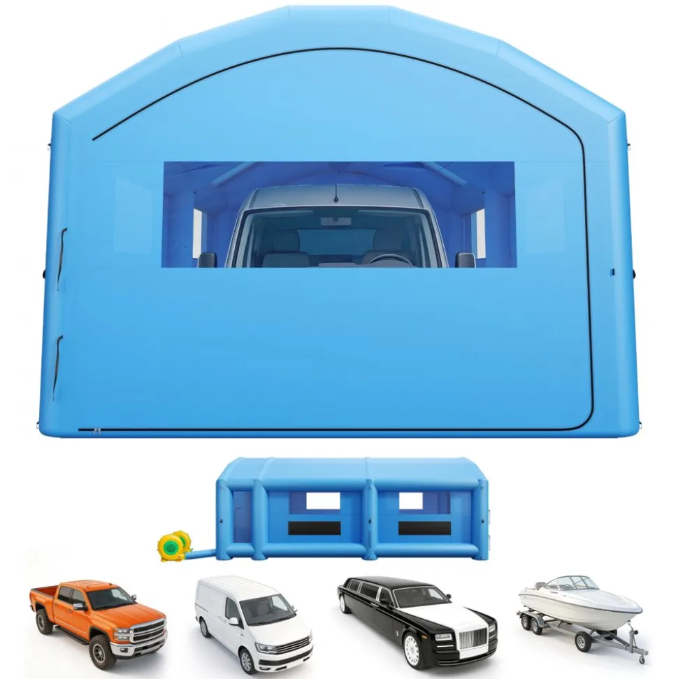 VEVOR Inflatable Paint Booth, 13.1 x 9.8 x 9 ft Inflatable Spray Booth, with 750W Powerful Blower and Air Filter System, Portable Car Paint Booth for Motorcycle, Bicycle, Auto Part Painting