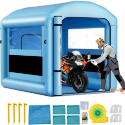 VEVOR Inflatable Paint Booth, 9.84 x 8.2 x 8.2 ft, Inflatable Spray Booth with 550W Powerful Blower and Air Filter System, Round Roof with Light Hook, for Painting Bicycle, Motorcycle, and Furniture