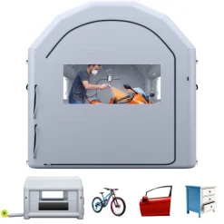 VEVOR Inflatable Paint Booth, 13 x 10 x 9 ft, Portable Spray Booth with 750W Powerful Blower and Large Filter Cotton, Arched Roof Blow Up Painting Tent for Bike, Motorcycle, and Furniture, Gray